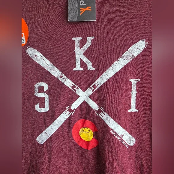 Men's Burgundy Ski Graphic T-Shirt - Picture 7 of 10